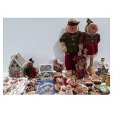 Gingerbread people holiday decor, plush statues,