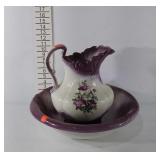 Ceramic wash bowl & water pitcher