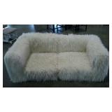 Furry sofa, 10" to seat, in two pieces, seller