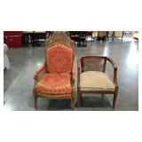 Two caned chairs, wear as shown, seller code 3B
