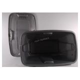 Empty tote with lid, has small crack 
Seller