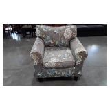 Floral print upholstered arm chair, needs