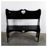 Black Painted Bench Seat, heart cutouts, nice