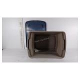 Empty totes with lids (does have writing on it)