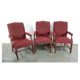 Three matching upholstered arm chairs, need