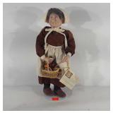 The Elder Folk posable porcelain doll with stand,