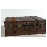 Steamer Style Footlocker Trunk, leather handle