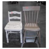 Two Painted Chairs, early plank bottom and desk