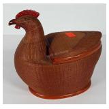 Chicken figural basket with lid