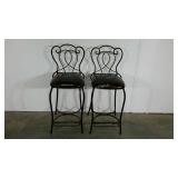 Two barstools, vinyl seats, foot rests, 28" to