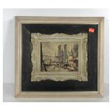 European street scene picture in unique frame