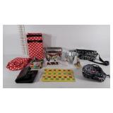 Lunch bags (6) (1 is Vera Bradley), 3 figurines