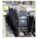 Metal Folding Chairs with Rolling Storage Rack,