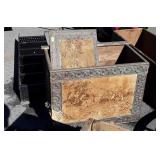 Antique Storage Box, wood box with English Hunt