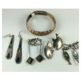 Sterling silver jewelry, four pairs of earrings