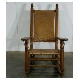 Reed caned woven seat rocker, damage as shown