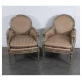 Pair of French Prov Accent Chairs, clean solid