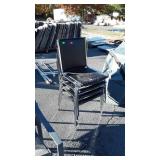 Set of 4 Stackable Chairs, black vinyl seating,