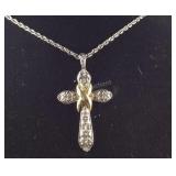 Premier design jewelry, silvertone cross necklace