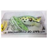 Hula popper leopard frog, fishing lure