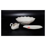 Lenox dishes, 10" bowl, butter dish, and swan