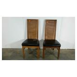 Two caned high backed chairs, vinyl seats, one