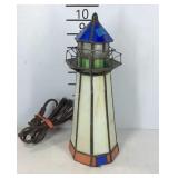 Slag glass lighted lighthouse, works