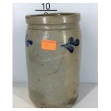 Stoneware crock, does have a large crack