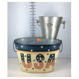 Decor buckets, USA and 2020 new year celebration