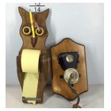 Owl hanging paper holder, nose has been repaired