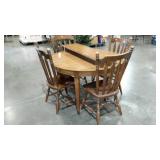 Dining Table, 46" diameter, 4 Maple Chairs,