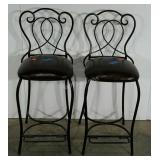 Two barstools, vinyl seats, foot rests, 28" to