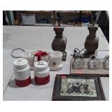 Home decor, canisters, pair of lamp bases,