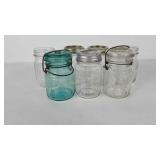 Seven pint size canning jars, Ball and Atlas,