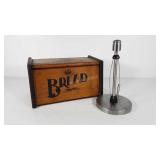 Kitchenwares,  wood bread box and stainless paper