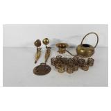 Brass decor, wall sconces, hammered brass pot,