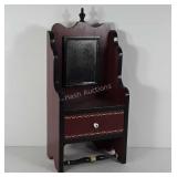 Pine cabinet with mirror and towel bar, 12" × 25"