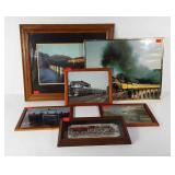 Railroad train wall art, six pieces, sizes range