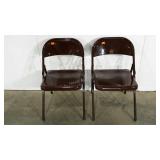 Two folding chairs, metal