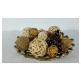 Open metal 15" bowl with natural decorative