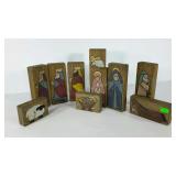 Block style nativity,hand painted