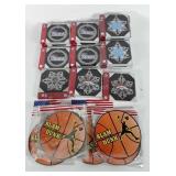 Sports themed ornaments and magnets, includes NFL