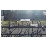 3pc Outdoor Table Set, 30" Round glass top Table,