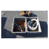 Misc lot includes 2 small plastic totes, Allen