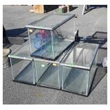 4 Glass Aquarium Pet Tanks, all with hardware