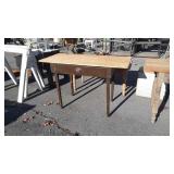 Early Farm Table, tapered legs with drawer base