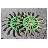 Pair of Farm Equipment Tillage Tine Wheels, 20"