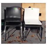 4 Stackable Chairs, 3 brown one white color