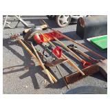 Long handle tools lot. Hard surface pushbrooms,