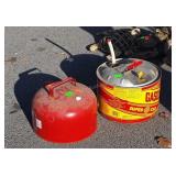 2 metal Gasoline Cans, both 2 1/2 Gallons, both